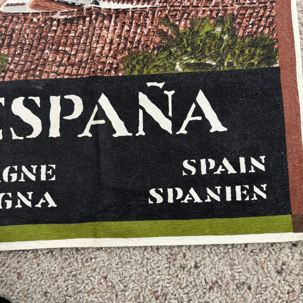 VTG Espana Fabric Wall Hanging Pair Face‎ & Buildings 19x20 in each Travel Art